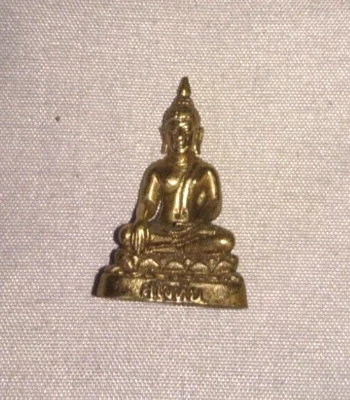 ANCIENNE AMULETTE STATUETTE BOUDDHA BOUDDHISME  BRONZE INDONESIE DIVINITE 1970 - Photo 1/2