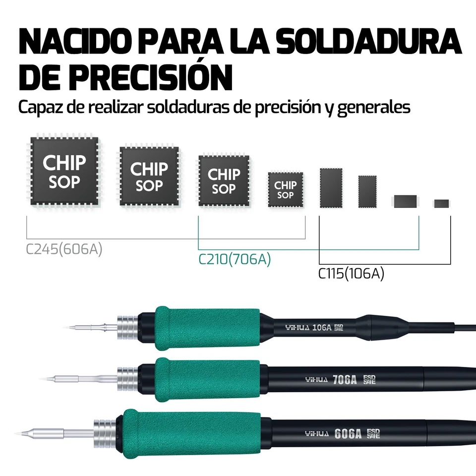 YIHUA 982-V C210/C245 Soldering Iron Kit 60W Precision Digital Soldering Station - Image 3 of 4