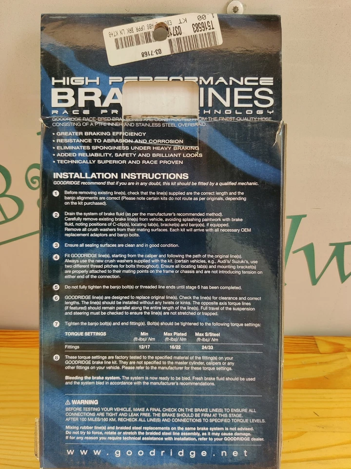 Goodridge Ebony 2 Brake Line Kits Front +8FL Softail models 037168 - Изображение 4 из 4