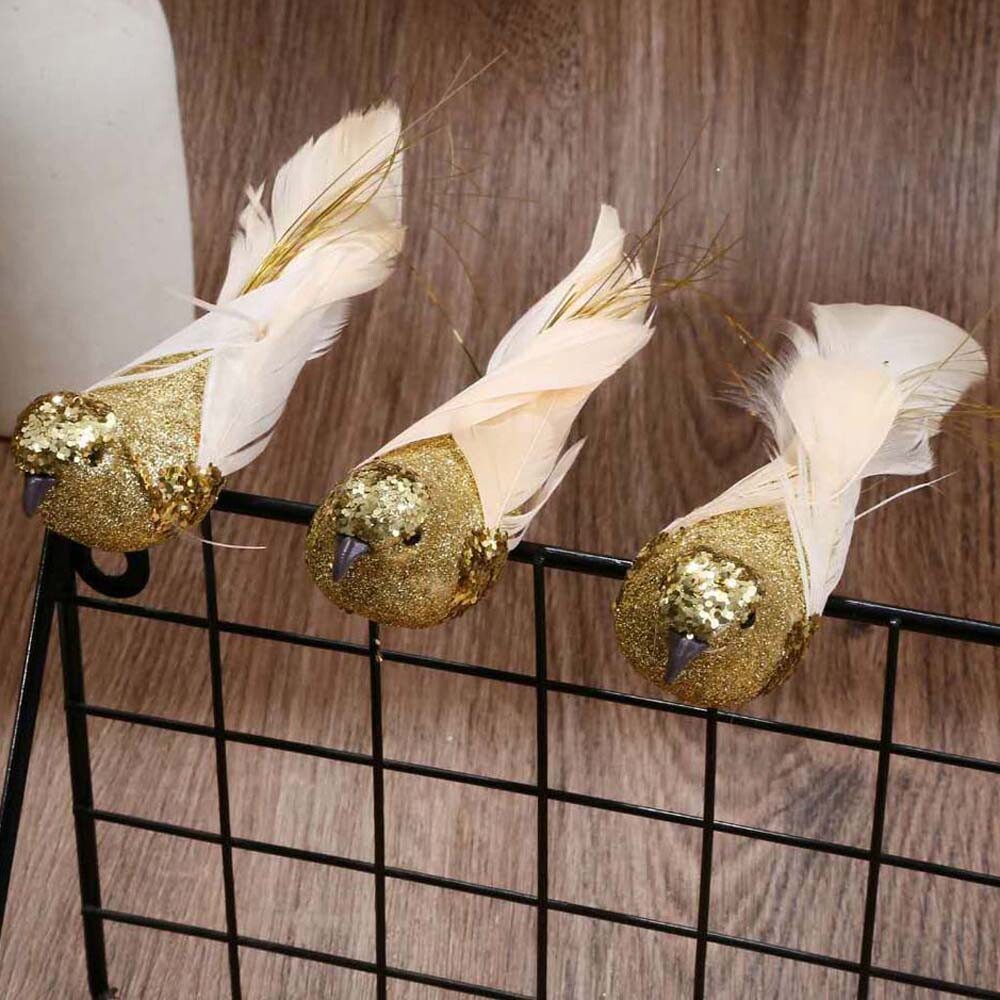 12X Artificial Feather Birds Decor Artificial Bird Glitter Feathers Clip on Tree eBay