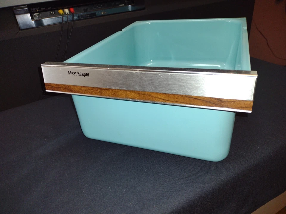 De colección Bonito Esmalte Azul Refrigerador "Guardián de Carne" Cajón Westing House 1950? Foto 3 de 4