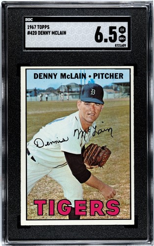 1967 Topps DENNY McLAIN Tigers #420 SGC 6.5 EX/NM+ Zustand!