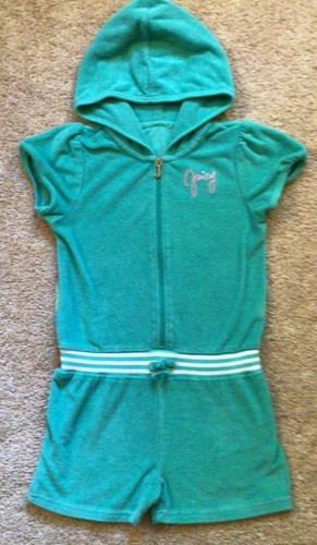 Juicy Couture Romper with Hoodie Green Girl Size 6