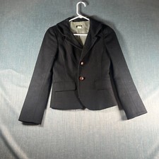 J.Crew Women's Blazer Jacket Size 0 Wool Black Lined Notch Lapel Single Breasted
