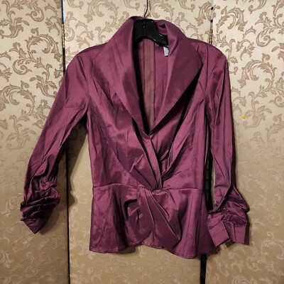 24 HR FLASH SALE! Tadashi Collection Mauve Pink Purple Taffeta Blouse Top Size 6