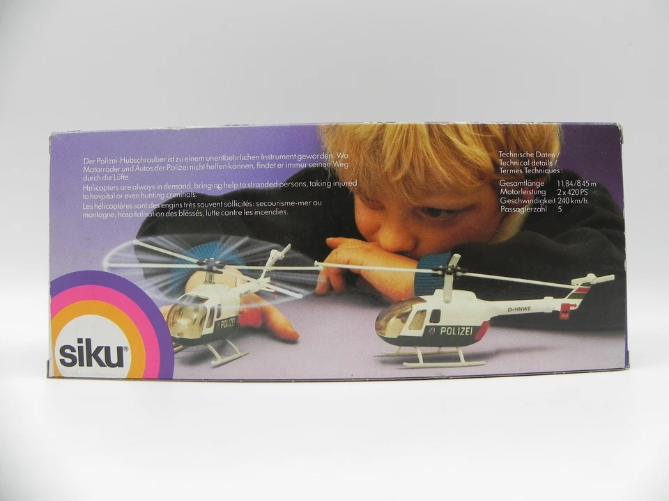 Siku 2531 Polizeihubschrauber Police Helicopter Elicottero West Germany 1:55 OVP - Immagine 2 di 4
