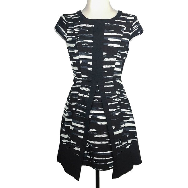 Tokito A-Line Fit & Flare Mini Dress Cocktail Party Short Sleeve Zipper Back