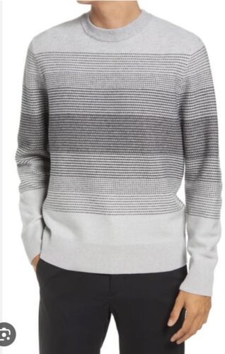 Theory Men's Burton Crew Montano Wool & Cashmere Sweater Grey Stripe XXL New - Photo 1/11