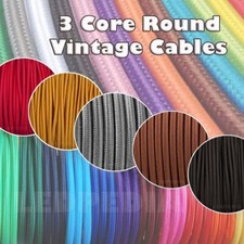 10M BRAIDED WIRE WOVEN FABRIC LAMP CABLE CORD LIGHT ELECTRIC 3CORE ANTIQUE COLOR