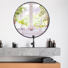 Round Mirror Black 30 inch Wall Mirror for Entryway Bathroom Living Room Modern
