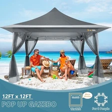 COBIZI 12x12 Pop up Gazebo with Mosquito Nettings Waterproof Outdoor Garden Tent