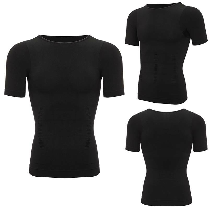 Mens Slimming Body Shaper Compression Shirt Undershirt Abs Abdomen Slim