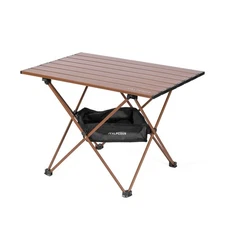 ALPCOUR PORTABLE CAMPING TABLE – SIDE TABLE IN A BAG - MEDIUM - COFFEE