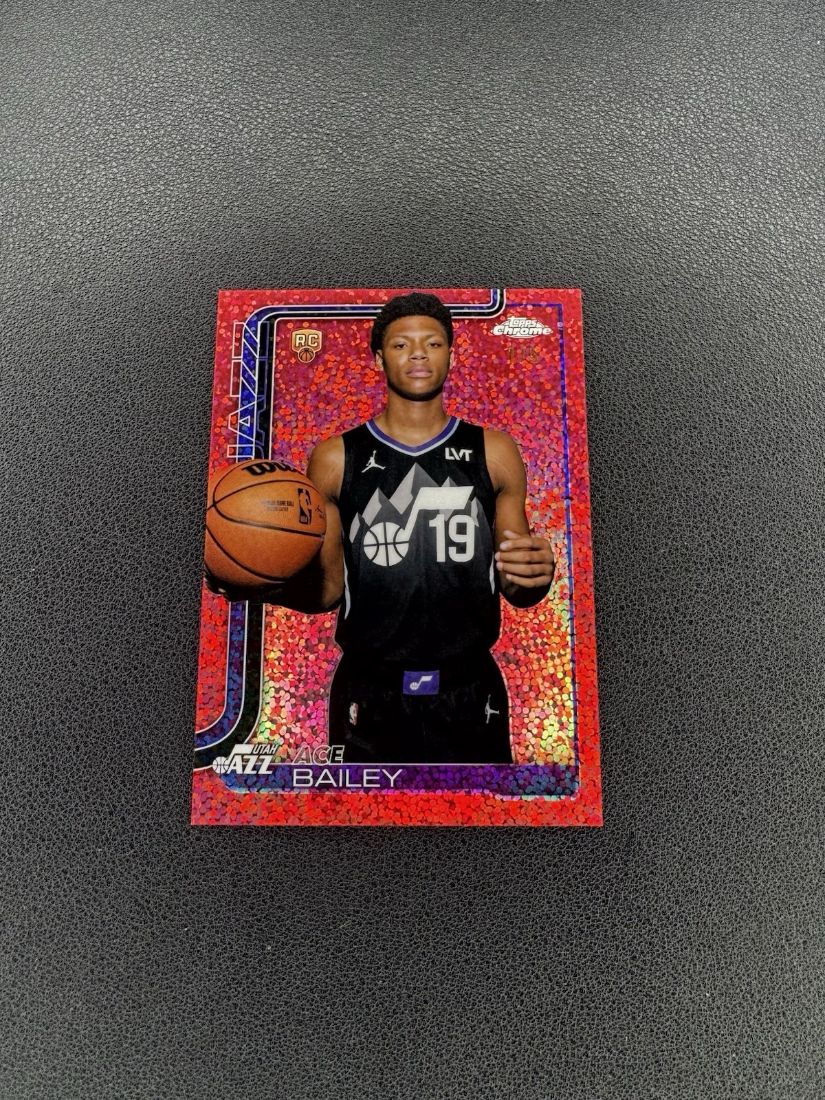 Ace Bailey 2025 Topps Chrome #255 Rookie Variation Red Speckle Refractor 1/5