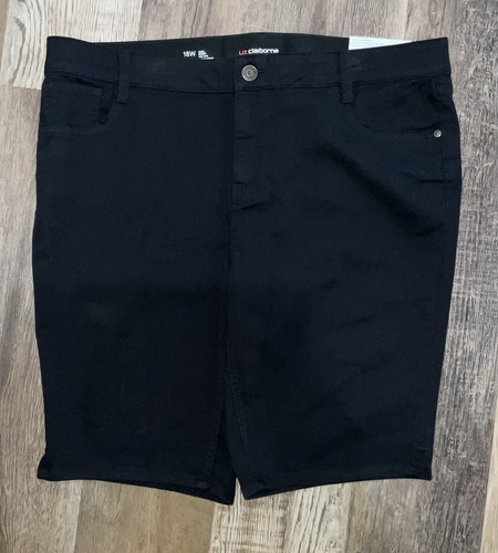 Pantalones cortos Liz Claiborne, Sara, para mujer 18 W, nuevos con etiquetas, negros - Imagen 2 de 6