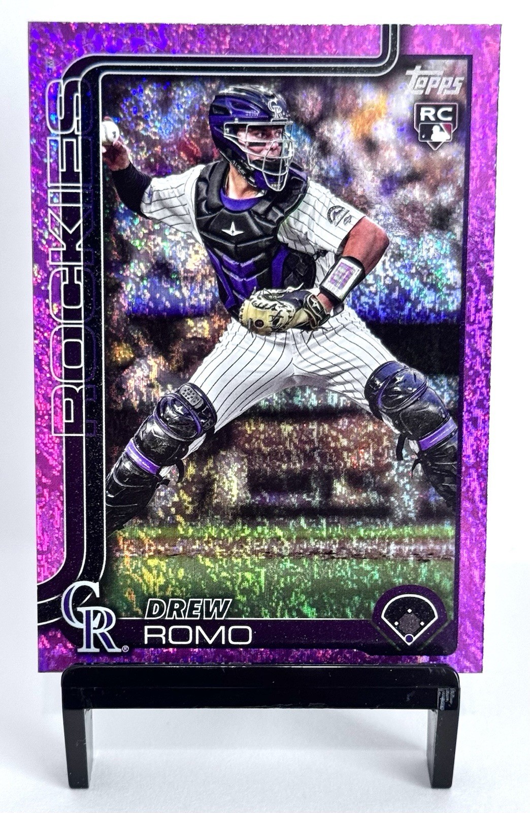 2025 Topps Series 1 Drew Romo RC Pink Holofoil Rookie #296 Colorado Rockies