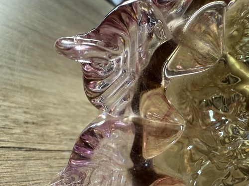 Vintage Murano Art glass chandelier base Gold Tone Amber and Pink - Picture 4 of 8