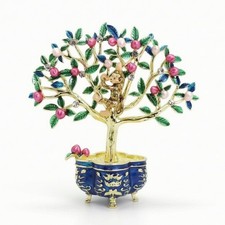 Pfirsichbaum mit Affe Kompakt Deko-Baum aus Metall Elegant f&uuml;r Eingangsbereich