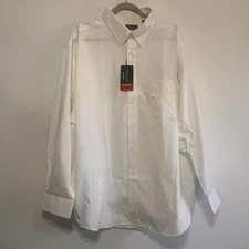 Roundtree & Yorke Men's Easy Care Off-White Button-Down Shirt Long Sleeve Big 3X