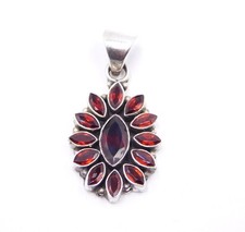 9.57 GM 925 Sterlingsilber Natürlich Granat Schnitt Edelstein Feine Anhänger Eu