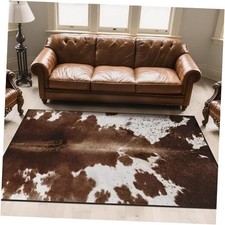 Faux Cowhide Cow Print Rug : 4x6 Feet Western Area Carpet for Bedroom Living
