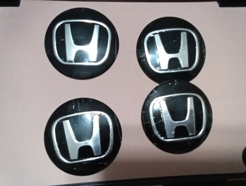 Honda Black Silver Wheel Badge 55mm Stickers Alloy Centre Emblem SEt 4 - Picture 6 of 6