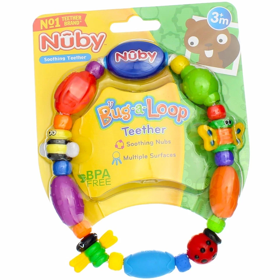 Pack de 2 mordedores Nuby Bug-A-Loop, 3m+ Foto 3 de 3