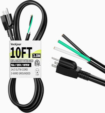 10 Ft 14/3 Appliance and Power Tool Cord, 14 AWG 3 Prong Black Heavy Duty Replac
