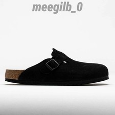 Birkenstock Boston Black Suede Clog Soft Footbed Unisex Shoes US 6-12 New w/ Box