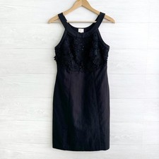 NWT Anthropologie Postmark - Black lace top linen sleeveless sheath dress, sz 4