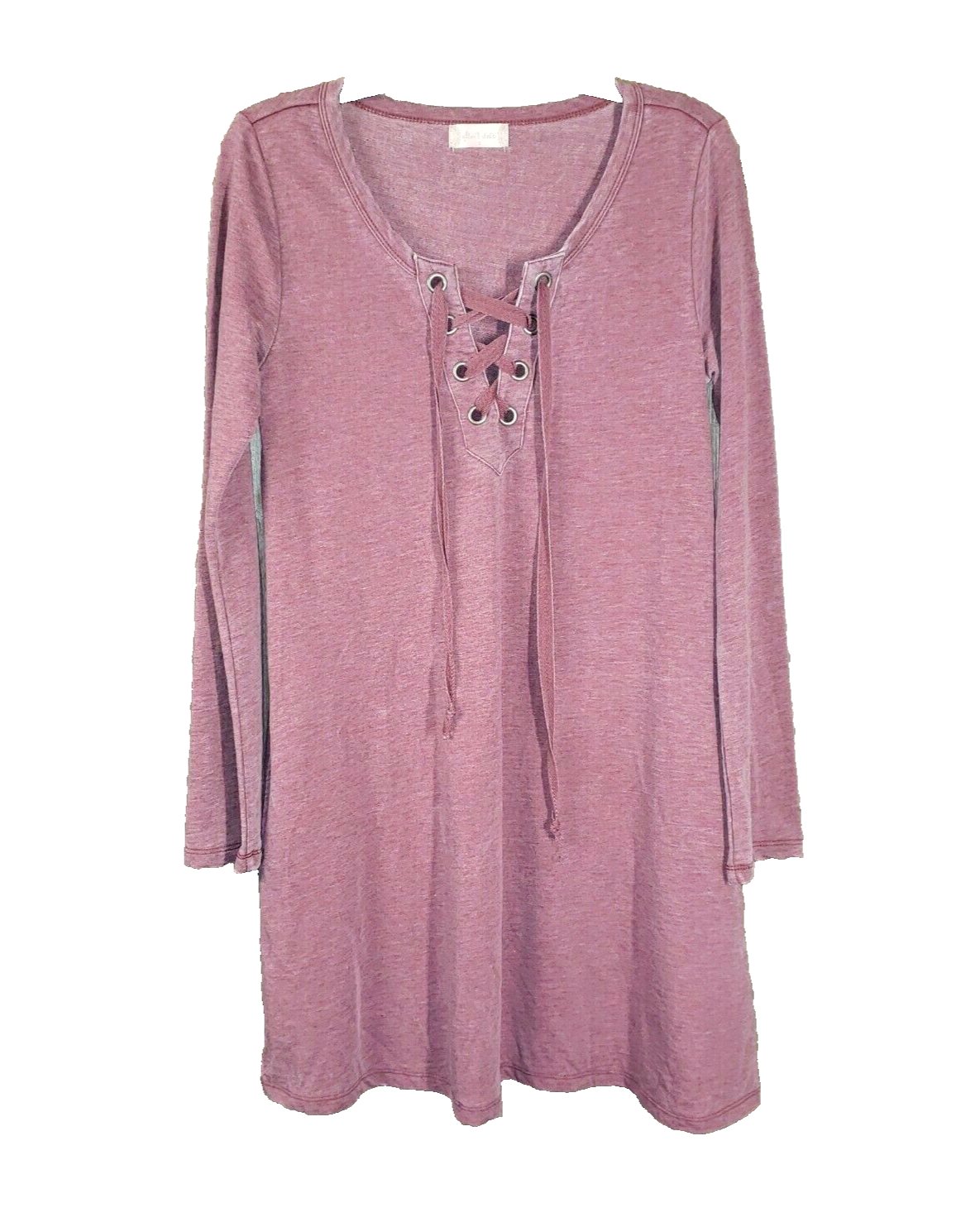 Altard State Women's Pink Purple Lace-Up Swing Knit Midi Dress-image