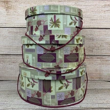 Tri Coastal Design Round Nested Storage Hat Style Boxes Set 3 Floral Holiday