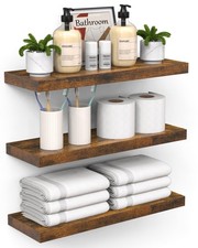 Floating Shelves for Wall   Bathroom Shelves Rustic Wood with Metal Brackets ...