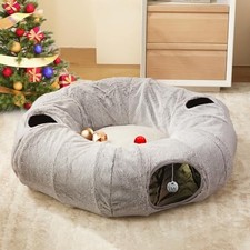 WINDRACING Cat Tunnel Bed for Indoor Cats - Cute Cat Donut Tunnel with Washab...