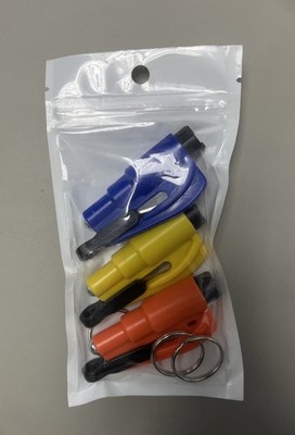 3PCS Car Emergency Window Glass Breaker Seatbelt Cutter Keychain, Family Rescue!
