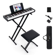 61-Key Electric Piano Keyboard for Beginners w/Adjustable Stand  Stool