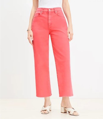 Ann Taylor LOFT Curvy High Rise Wide Leg Crop Jeans in Fresh Guava sz 28 NWT NEW