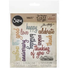 Sizzix  Thinlits Dies 13/Pkg By Tim Holtz-Celebration Script Words