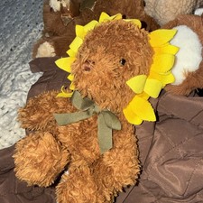 Aurora SUNFLOWER Brown Teddy Bear Yellow Sun Flower Hat with Tag 8” Joy of Fresh