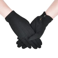 Parade Gloves Black Cotton Formal Tuxedo Honor Guard Snap Cuff Silver 1 Pair