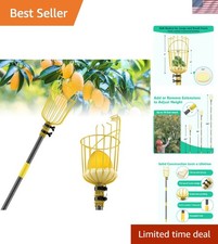 Lightweight 8FT Fruit Picking Tool with Large Basket - Easy to Store and Use