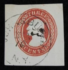 CKStamps: US Cut Square Stamps Collection Scott#U1 Used Horizontal Laid Paper