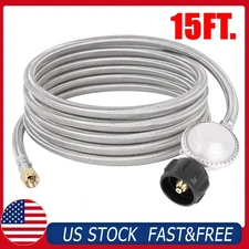 15FT Propane Grill Regulator Hose Stainless Braided for LP BBQ Grill,3/8" Female