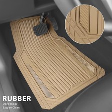 All-Season Universal 4Pcs Heavy-Duty Rubber Floor Mats Deep Tray Black Red.