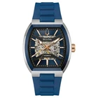 Bulova Maquina 98A318 Automatic Blue Skeleton Dial Stainless Steel Men's Watch