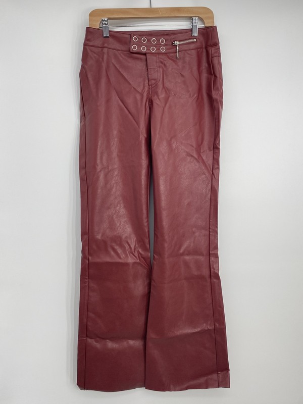 I.Am.Gia Womens Flare Pants Red Leather Size M Reika Faux Low Rise Zip Fly