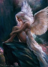 original drawing A4 5SkV artwork pastel modern woman angel