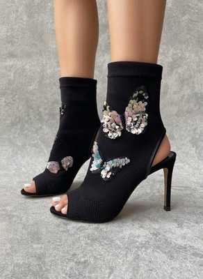 VALENTINO GARAVANI Butterfly Knit Ankle Boots Size 36 US 6