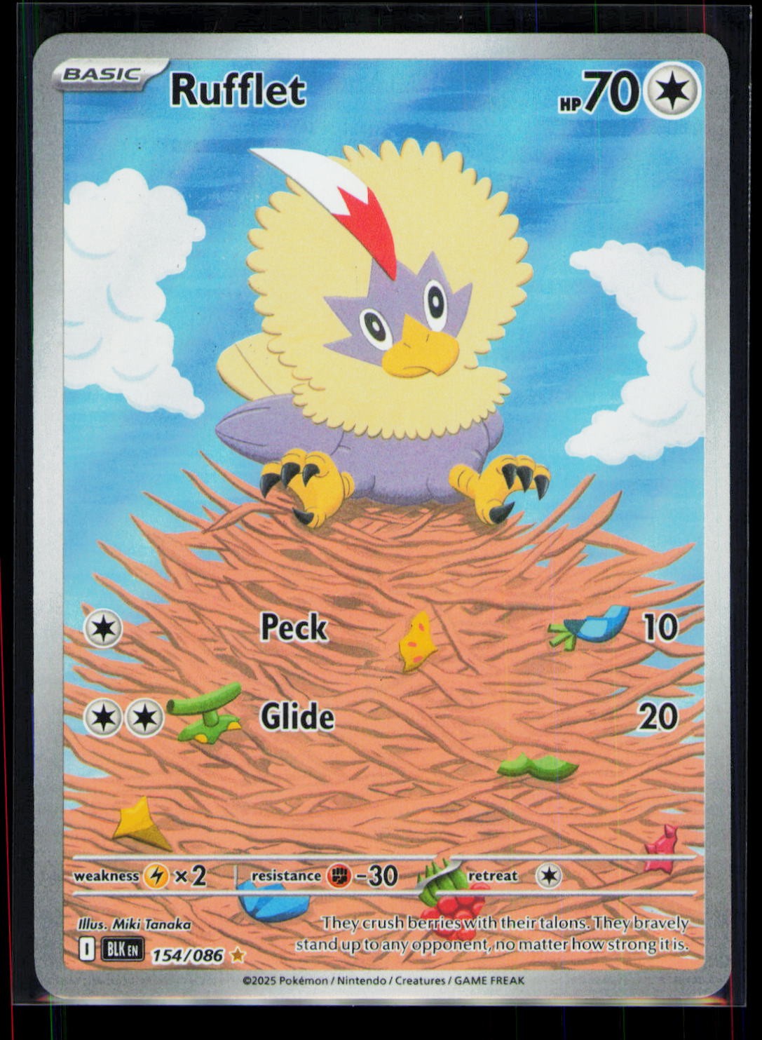 Pokemon Black Bolt Rufflet 154/086 Holo Illustration Rare NM