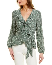 Max Studio Wrap Ruffle Front Top Women's